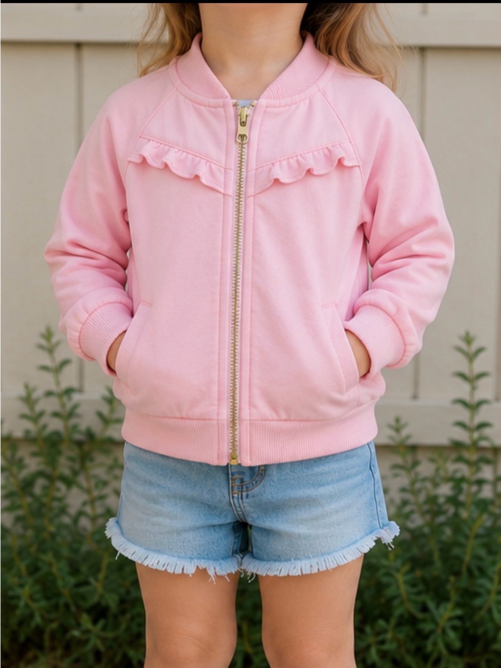 Janie and Jack Pink Ruffle Zip Jacket